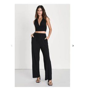 Exceptionally Trendy Black Sleeveless Two-Piece Jumpsuit Lulus NEW